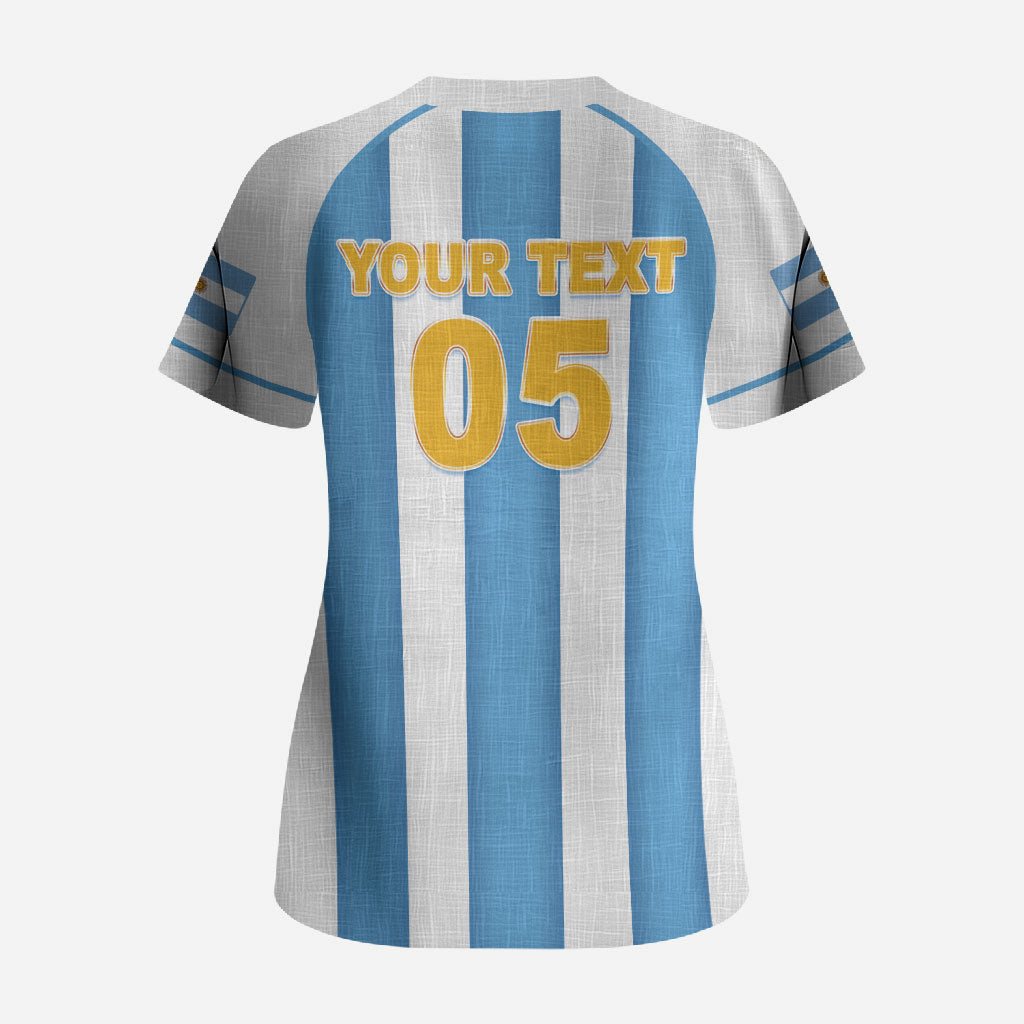 Custom World Football 2026 Argentina Scrub Top Vamos La Albiceleste