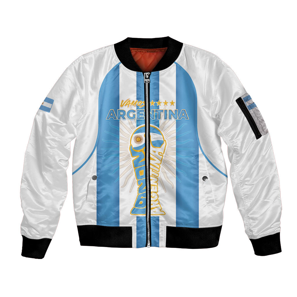 Custom World Football 2026 Argentina Sleeve Zip Bomber Jacket Vamos La Albiceleste
