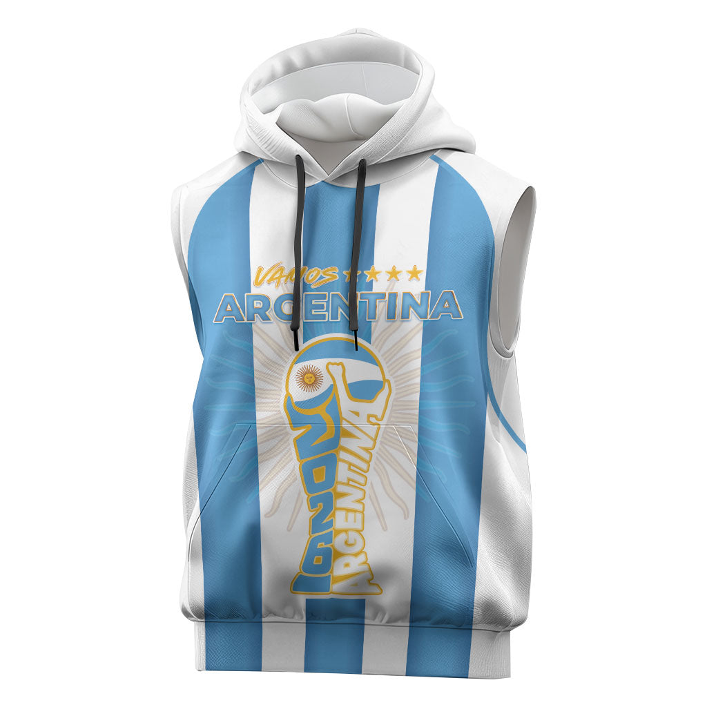 Custom World Football 2026 Argentina Sleeveless Hoodie Vamos La Albiceleste