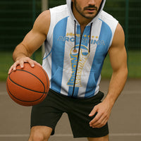 Custom World Football 2026 Argentina Sleeveless Zip Hoodie Vamos La Albiceleste