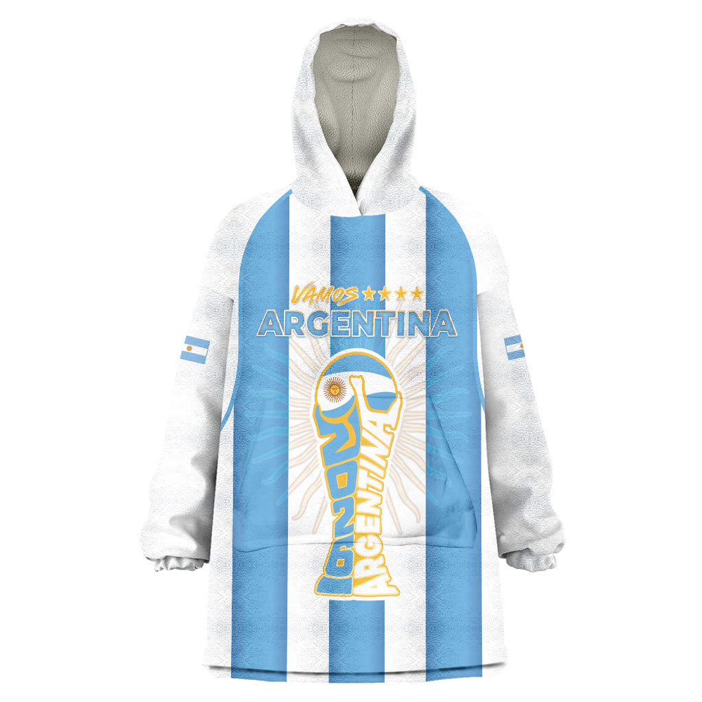 Custom World Football 2026 Argentina Wearable Blanket Hoodie Vamos La Albiceleste
