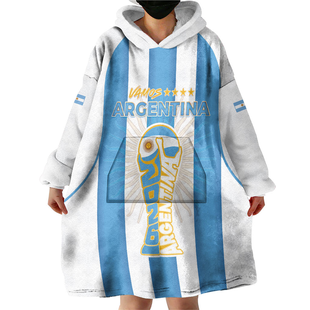 Custom World Football 2026 Argentina Wearable Blanket Hoodie Vamos La Albiceleste