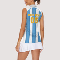 Custom World Football 2026 Argentina Women Sleeveless Polo Shirt Vamos La Albiceleste