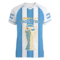 Custom World Football 2026 Argentina Women V-Neck T-Shirt Vamos La Albiceleste