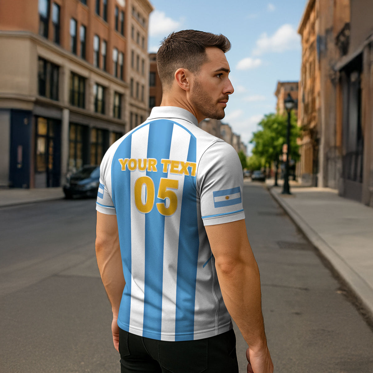 Custom World Football 2026 Argentina Zipper Polo Shirt Vamos La Albiceleste