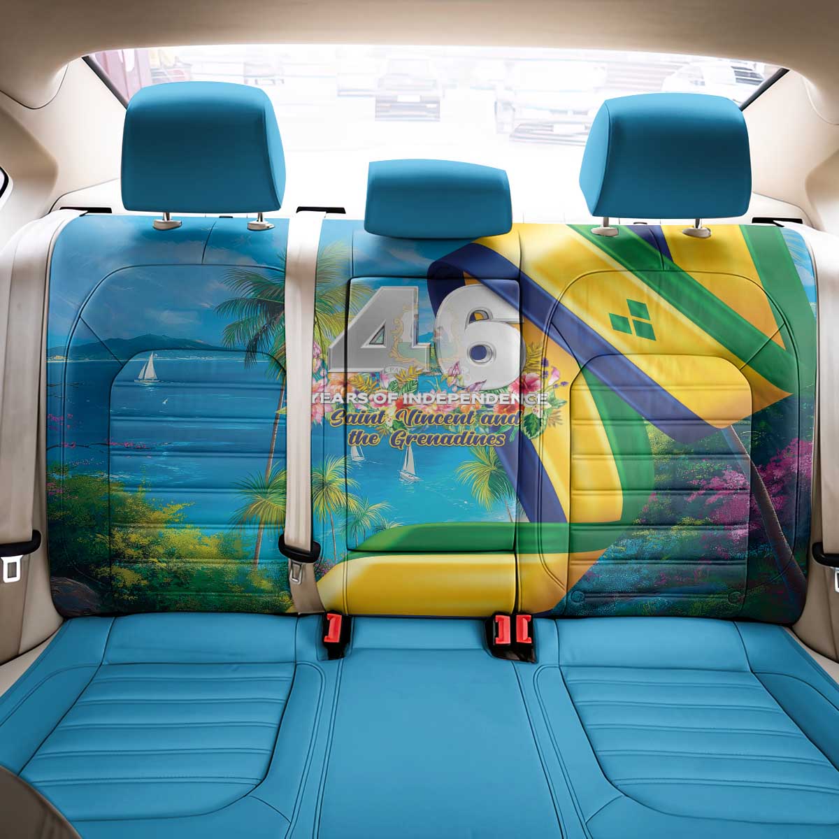 Saint Vincent And The Grenadines Back Car Seat Cover 46 Years Of Independence - Wonder Print Shop