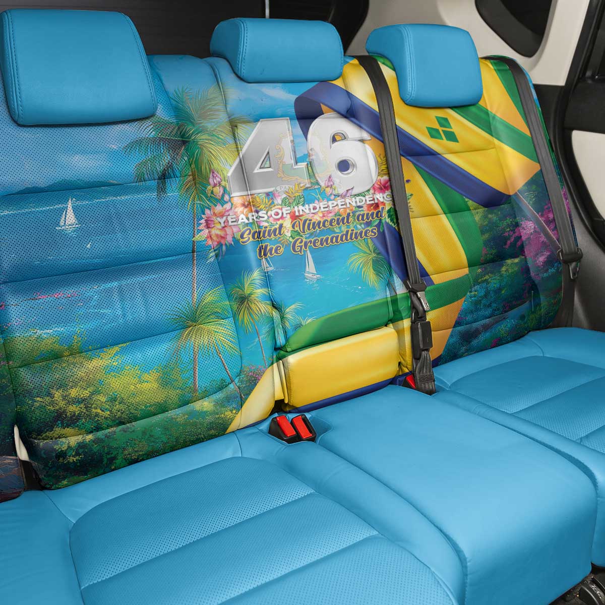 Saint Vincent And The Grenadines Back Car Seat Cover 46 Years Of Independence - Wonder Print Shop