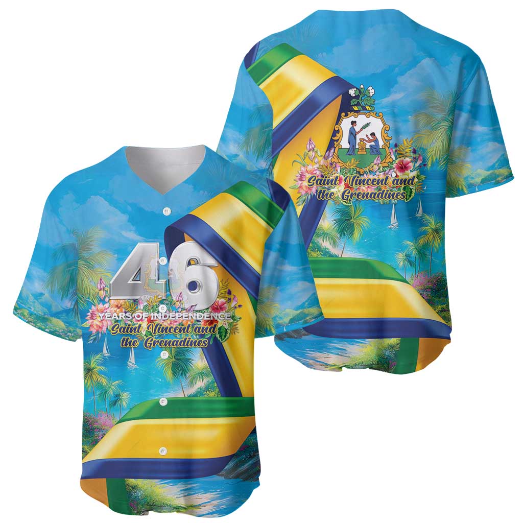 Saint Vincent And The Grenadines Baseball Jersey 46 Years Of Independence - Wonder Print Shop