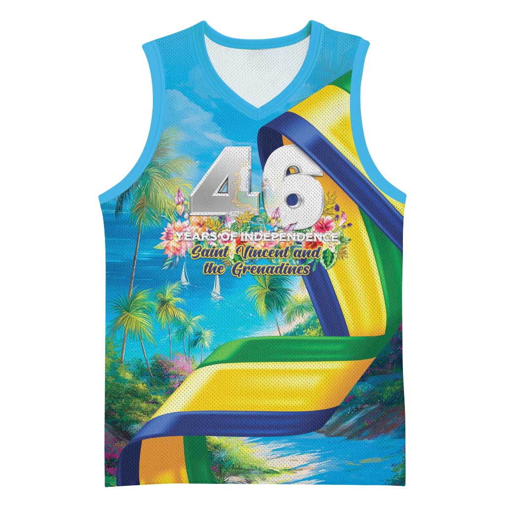 Saint Vincent And The Grenadines Basketball Jersey 46 Years Of Independence - Wonder Print Shop