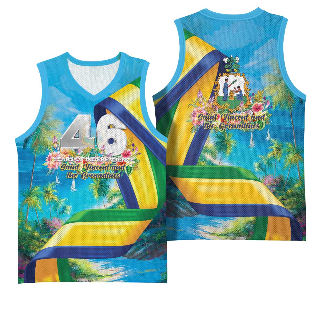 Saint Vincent And The Grenadines Basketball Jersey 46 Years Of Independence - Wonder Print Shop