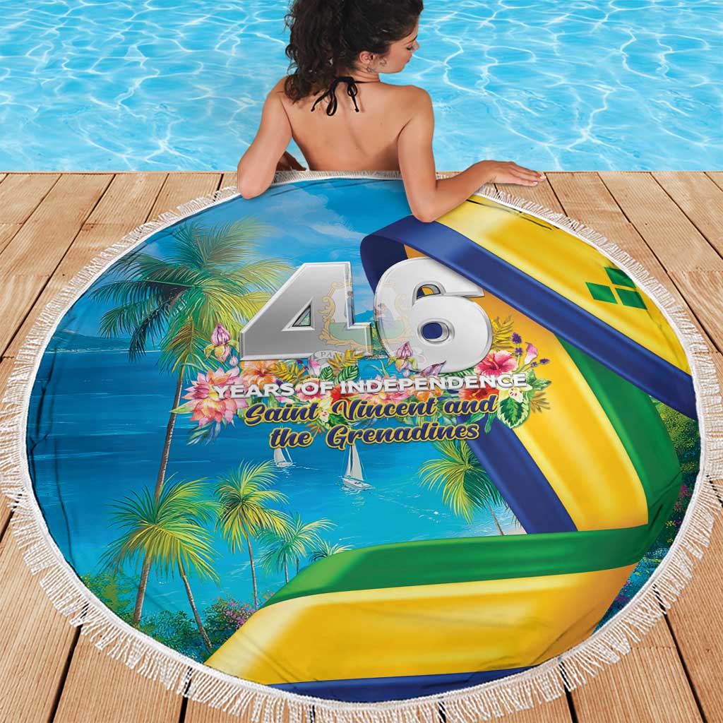 Saint Vincent And The Grenadines Beach Blanket 46 Years Of Independence - Wonder Print Shop