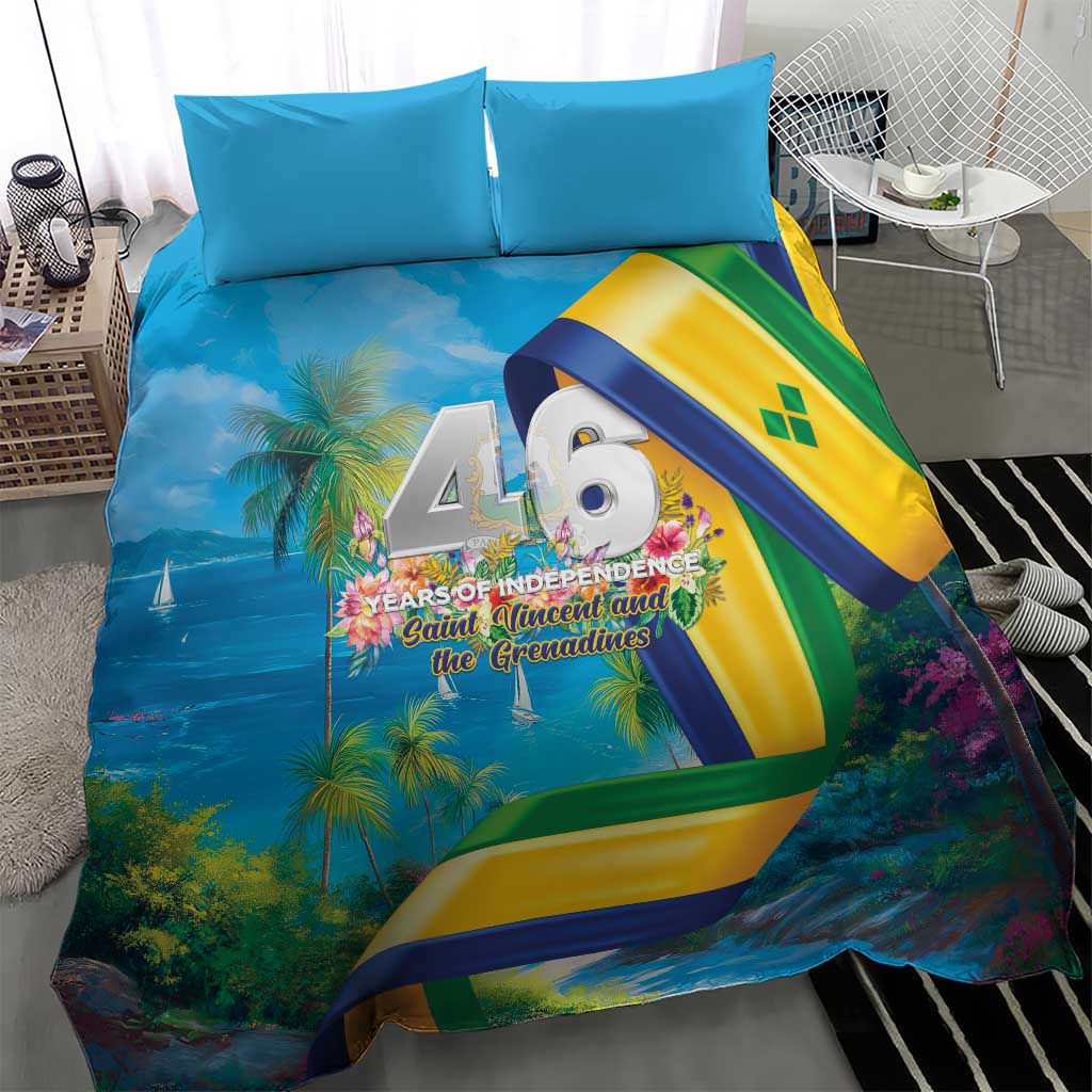 Saint Vincent And The Grenadines Bedding Set 46 Years Of Independence - Wonder Print Shop