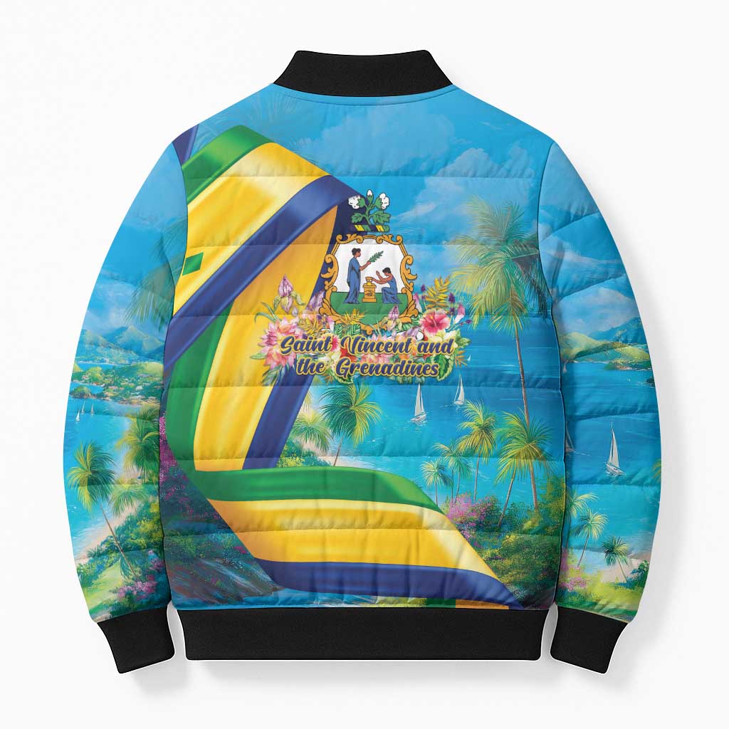 Saint Vincent And The Grenadines Bomber Puffer Jacket 46 Years Of Independence - Wonder Print Shop