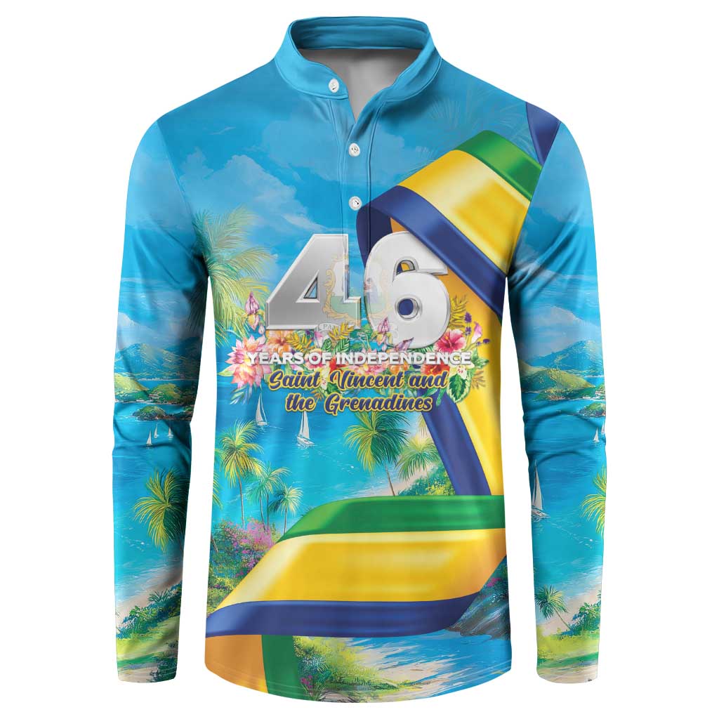 Saint Vincent And The Grenadines Button Sweatshirt 46 Years Of Independence - Wonder Print Shop