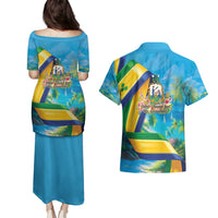 Saint Vincent And The Grenadines Couples Matching Puletasi and Hawaiian Shirt 46 Years Of Independence - Wonder Print Shop