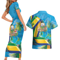 Saint Vincent And The Grenadines Couples Matching Short Sleeve Bodycon Dress and Hawaiian Shirt 46 Years Of Independence - Wonder Print Shop