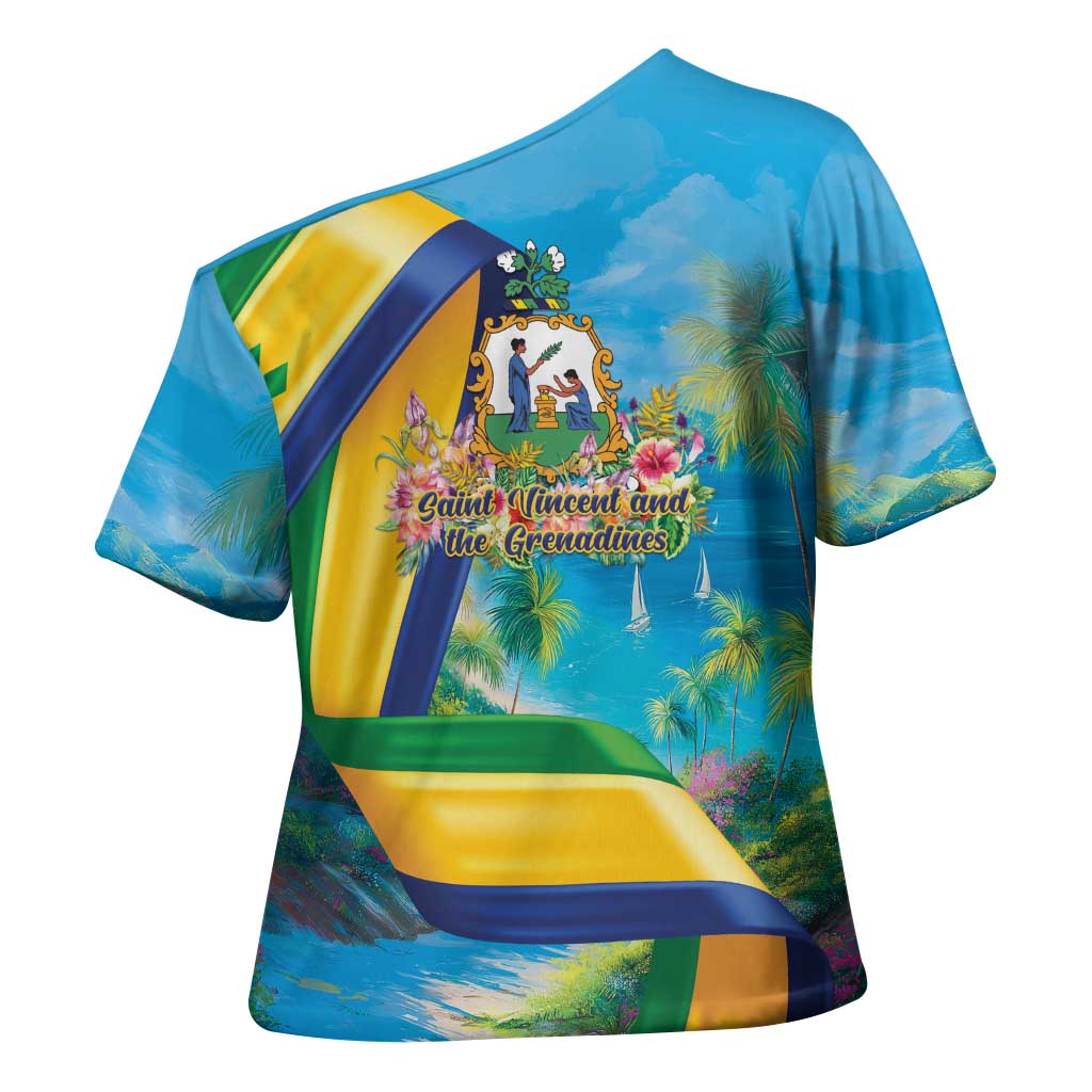 Saint Vincent And The Grenadines Cross Shoulder Shirt 46 Years Of Independence - Wonder Print Shop
