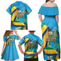 Saint Vincent And The Grenadines Family Matching Off Shoulder Maxi Dress and Hawaiian Shirt 46 Years Of Independence - Wonder Print Shop
