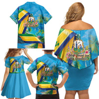 Saint Vincent And The Grenadines Family Matching Off Shoulder Short Dress and Hawaiian Shirt 46 Years Of Independence - Wonder Print Shop