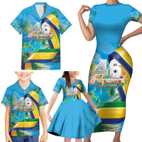 Saint Vincent And The Grenadines Family Matching Short Sleeve Bodycon Dress and Hawaiian Shirt 46 Years Of Independence - Wonder Print Shop
