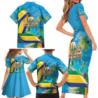 Saint Vincent And The Grenadines Family Matching Short Sleeve Bodycon Dress and Hawaiian Shirt 46 Years Of Independence - Wonder Print Shop