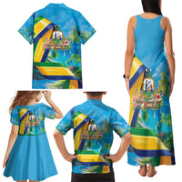 Saint Vincent And The Grenadines Family Matching Tank Maxi Dress and Hawaiian Shirt 46 Years Of Independence - Wonder Print Shop