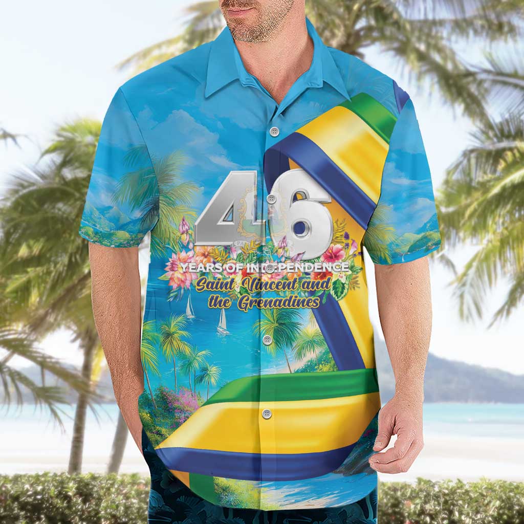 Saint Vincent And The Grenadines Hawaiian Shirt 46 Years Of Independence - Wonder Print Shop