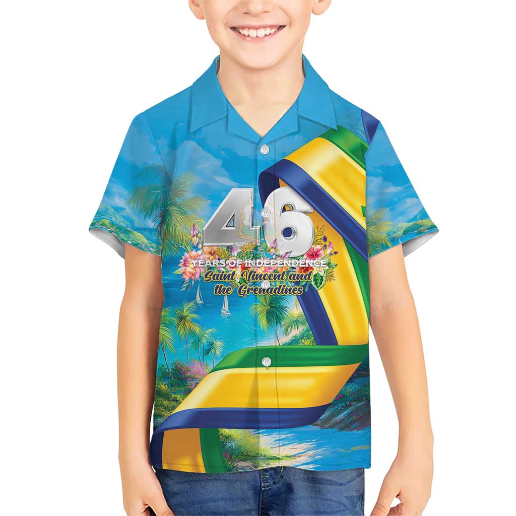 Saint Vincent And The Grenadines Kid Hawaiian Shirt 46 Years Of Independence - Wonder Print Shop