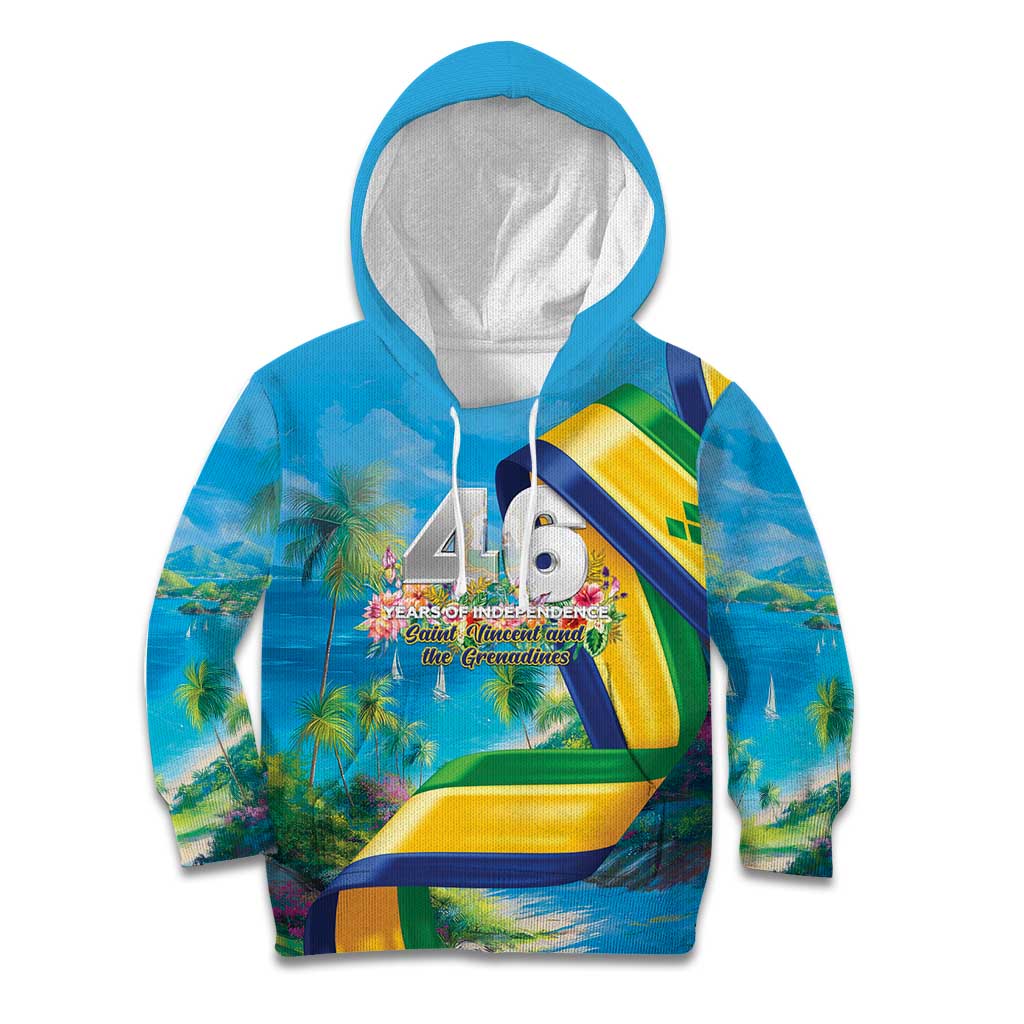 Saint Vincent And The Grenadines Kid Hoodie 46 Years Of Independence - Wonder Print Shop