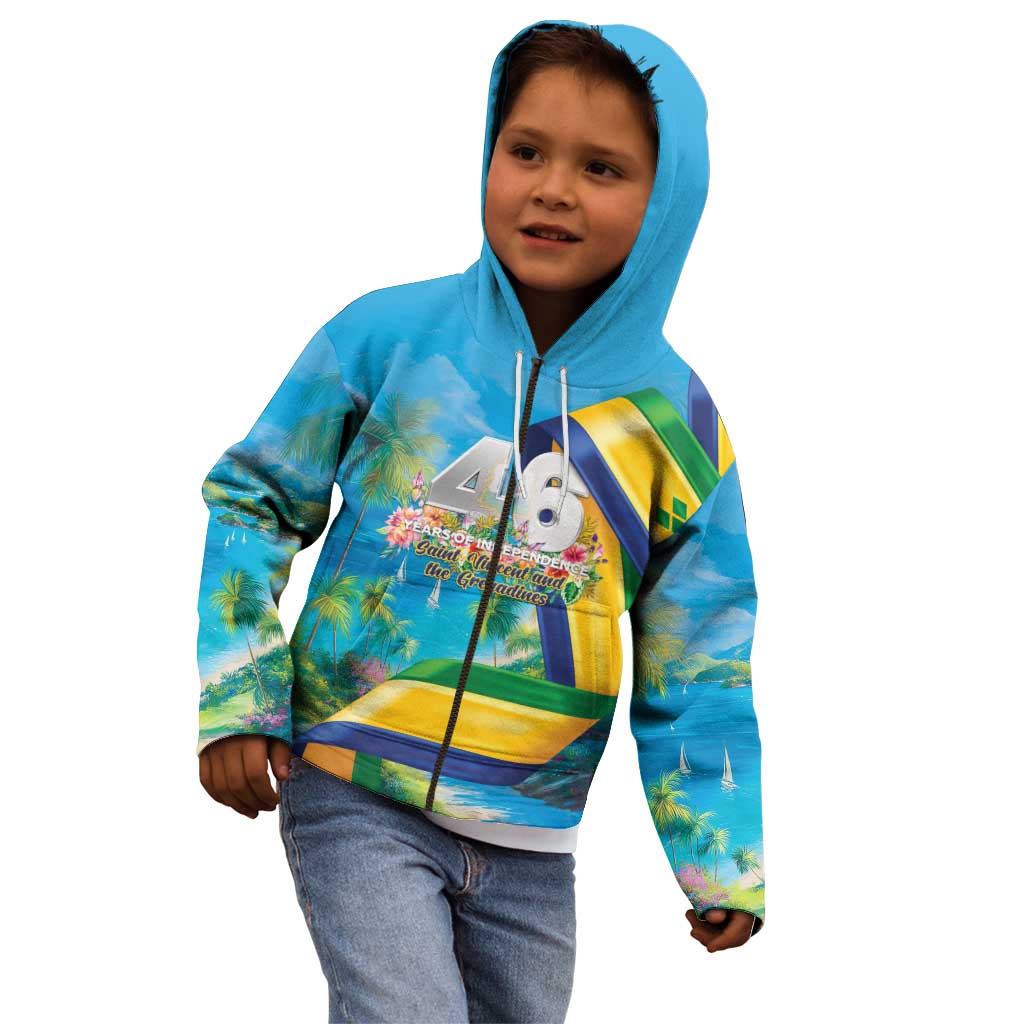 Saint Vincent And The Grenadines Kid Hoodie 46 Years Of Independence - Wonder Print Shop