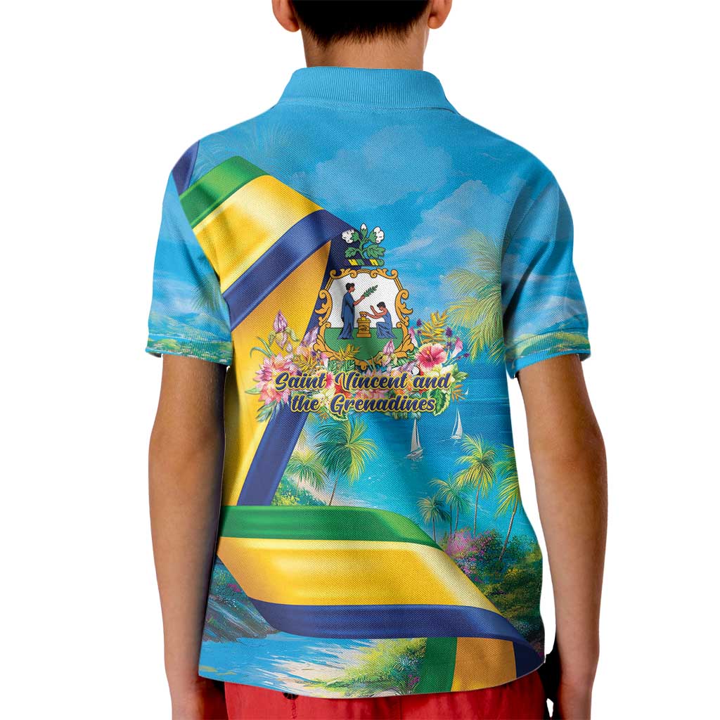Saint Vincent And The Grenadines Kid Polo Shirt 46 Years Of Independence - Wonder Print Shop