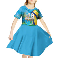 Saint Vincent And The Grenadines Kid Short Sleeve Dress 46 Years Of Independence - Wonder Print Shop