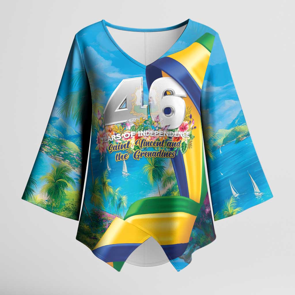 Saint Vincent And The Grenadines Kimono Sleeve Blouse 46 Years Of Independence - Wonder Print Shop
