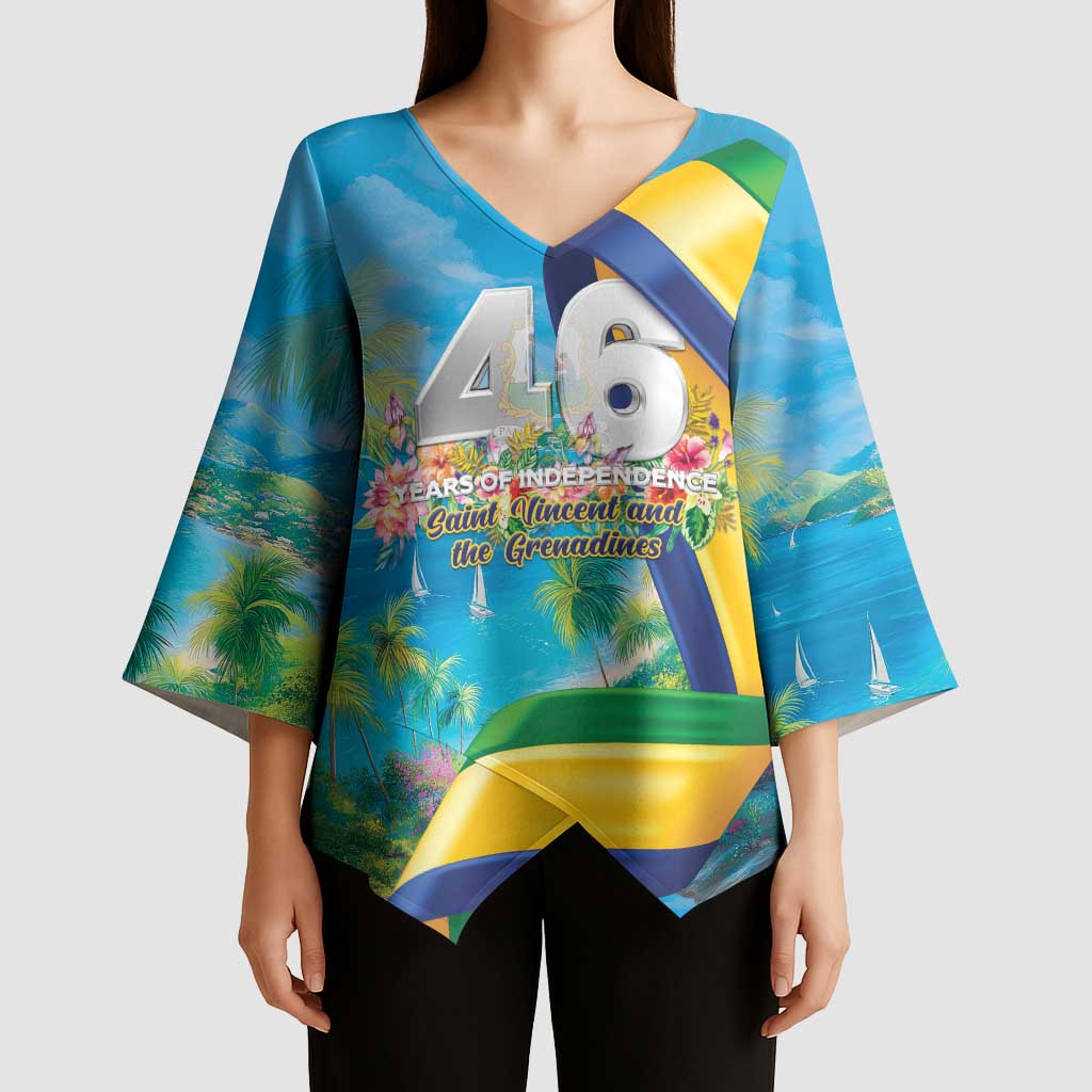 Saint Vincent And The Grenadines Kimono Sleeve Blouse 46 Years Of Independence - Wonder Print Shop