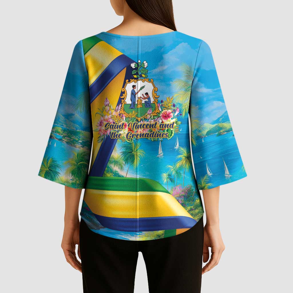Saint Vincent And The Grenadines Kimono Sleeve Blouse 46 Years Of Independence - Wonder Print Shop
