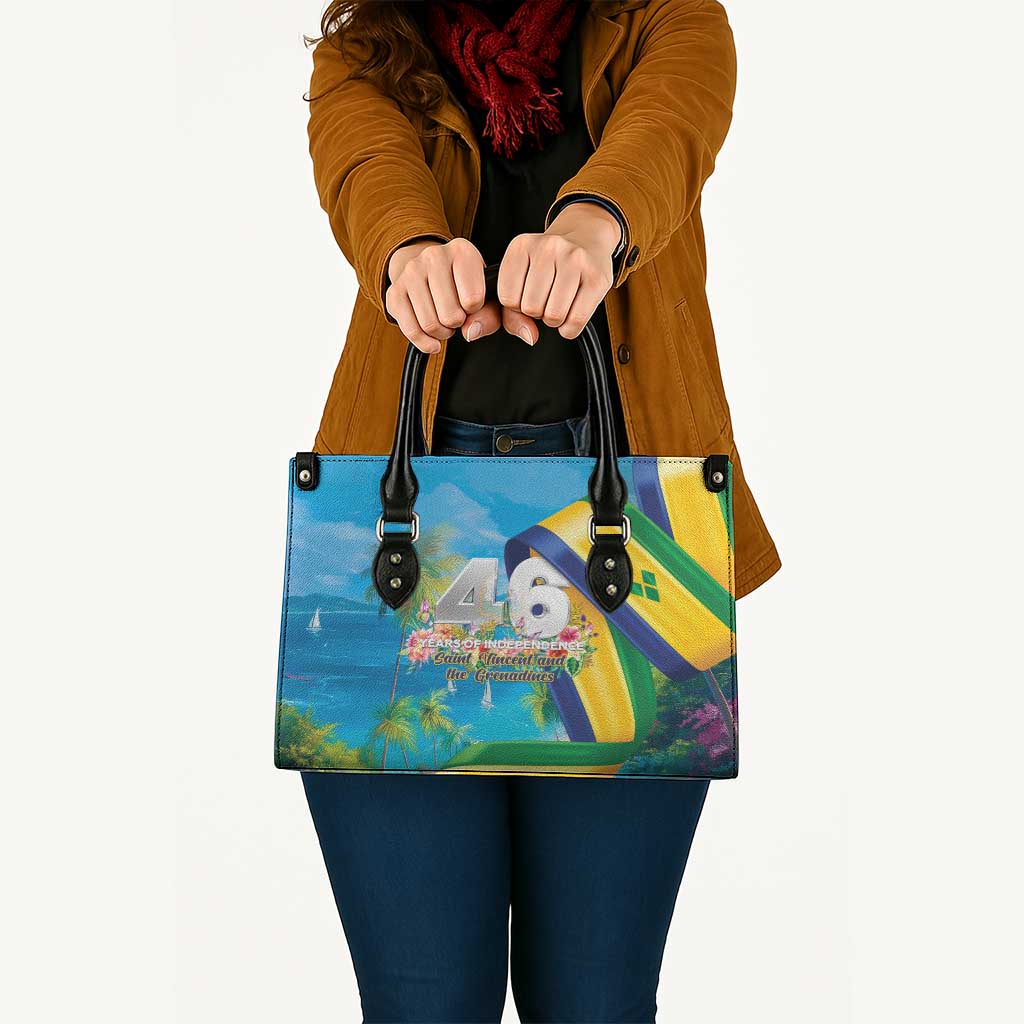 Saint Vincent And The Grenadines Leather Bag 46 Years Of Independence - Wonder Print Shop