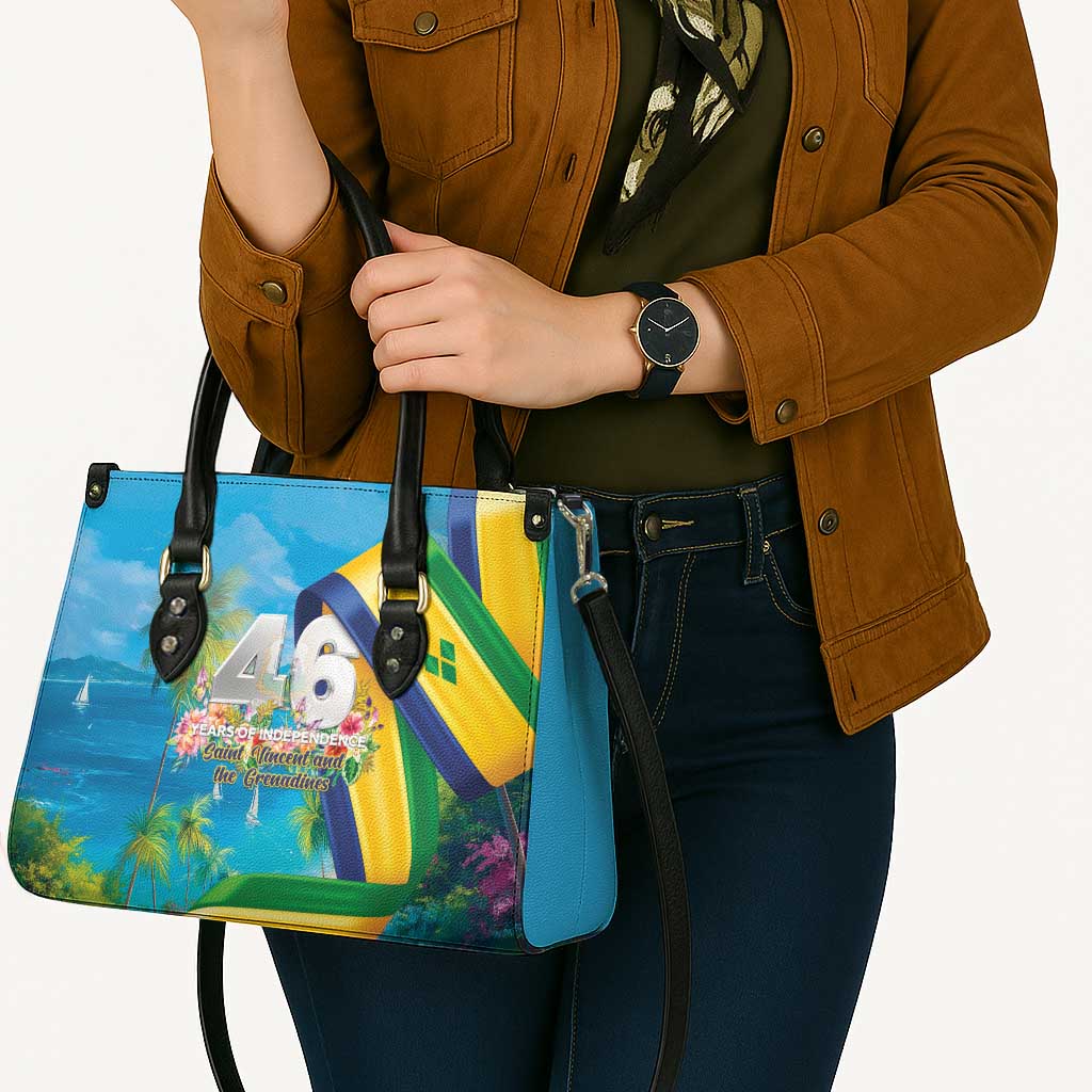 Saint Vincent And The Grenadines Leather Bag 46 Years Of Independence - Wonder Print Shop