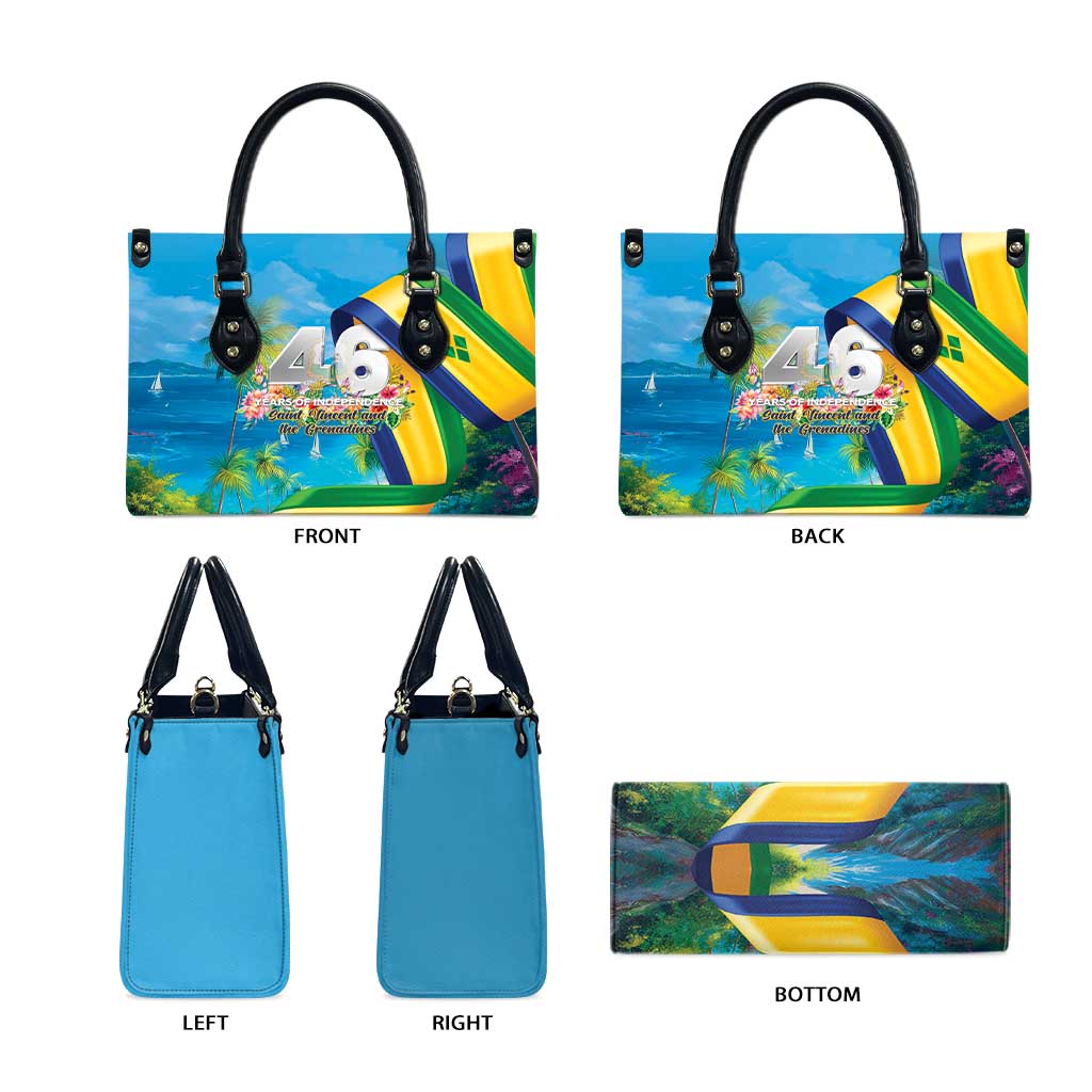 Saint Vincent And The Grenadines Leather Bag 46 Years Of Independence - Wonder Print Shop