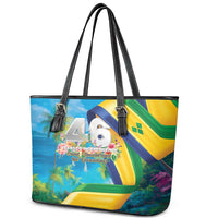 Saint Vincent And The Grenadines Leather Tote Bag 46 Years Of Independence - Wonder Print Shop