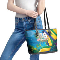 Saint Vincent And The Grenadines Leather Tote Bag 46 Years Of Independence - Wonder Print Shop