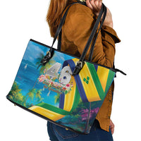 Saint Vincent And The Grenadines Leather Tote Bag 46 Years Of Independence - Wonder Print Shop