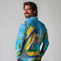 Saint Vincent And The Grenadines Long Sleeve Polo Shirt 46 Years Of Independence - Wonder Print Shop