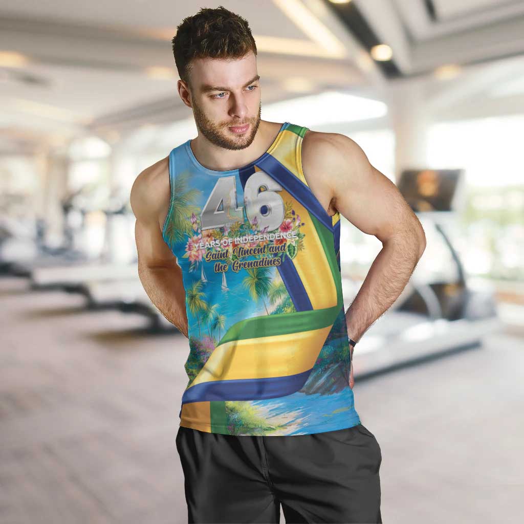 Saint Vincent And The Grenadines Men Tank Top 46 Years Of Independence - Wonder Print Shop