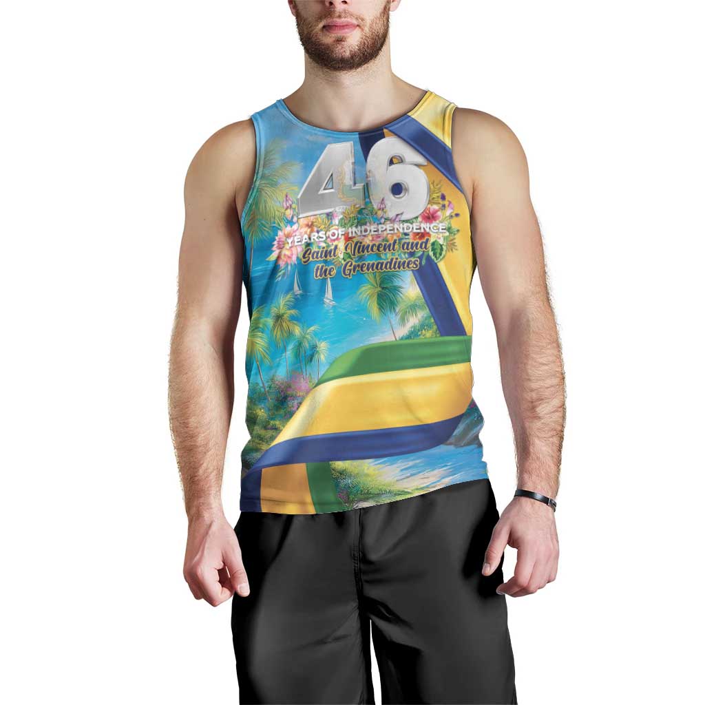 Saint Vincent And The Grenadines Men Tank Top 46 Years Of Independence - Wonder Print Shop