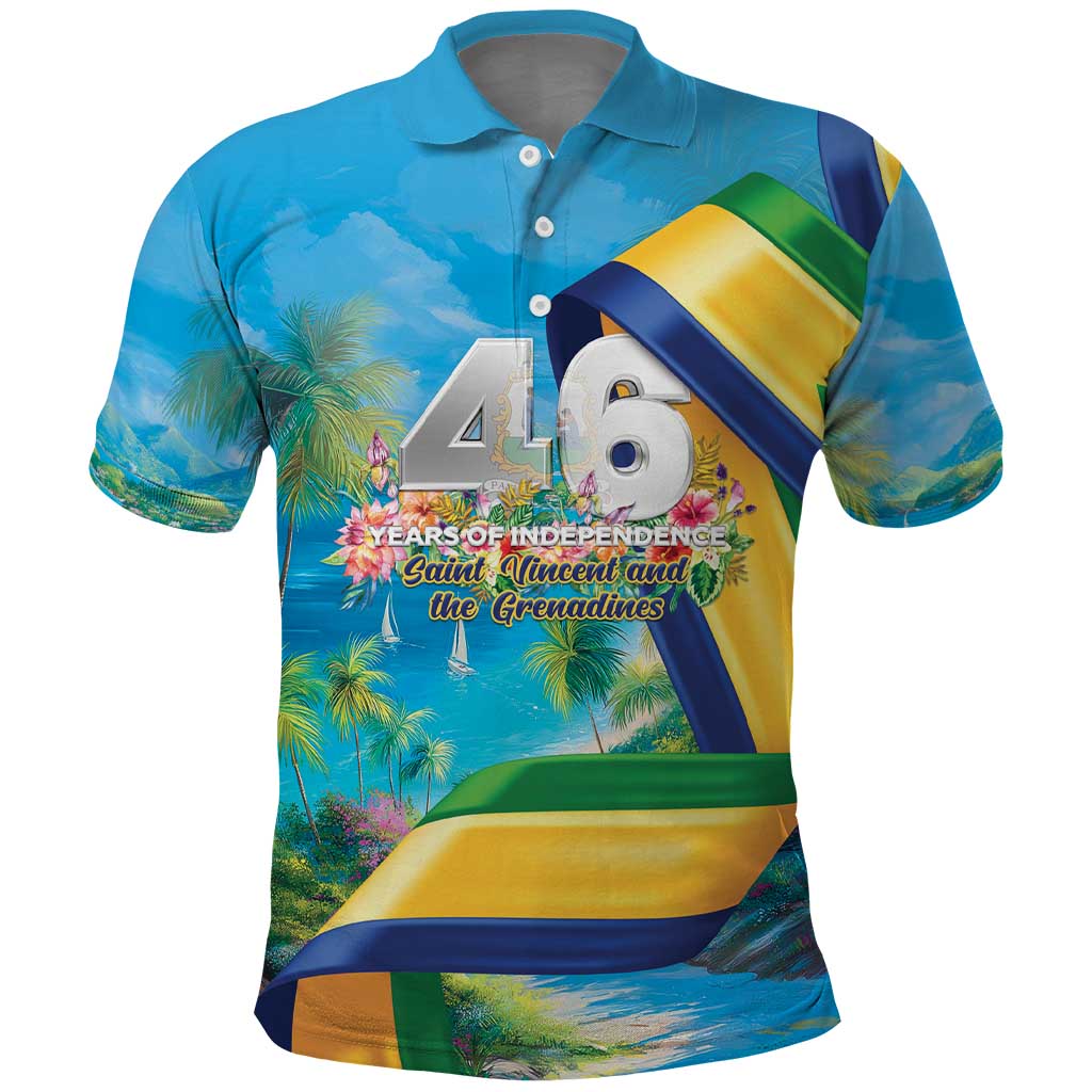 Saint Vincent And The Grenadines Polo Shirt 46 Years Of Independence - Wonder Print Shop