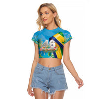 Saint Vincent And The Grenadines Raglan Cropped T Shirt 46 Years Of Independence - Wonder Print Shop