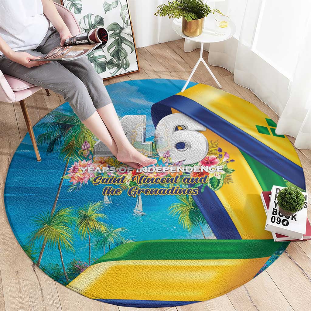 Saint Vincent And The Grenadines Round Carpet 46 Years Of Independence - Wonder Print Shop
