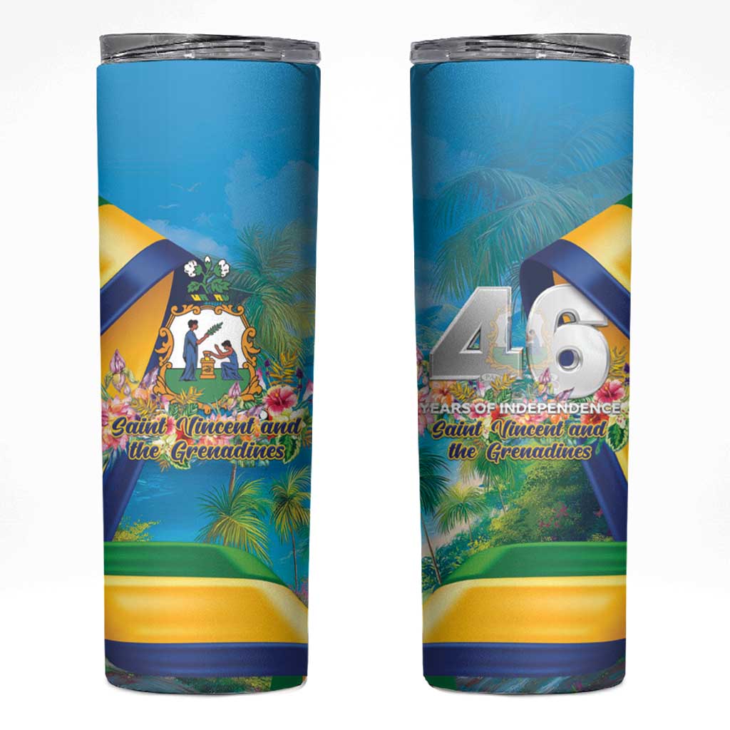 Saint Vincent And The Grenadines Skinny Tumbler 46 Years Of Independence - Wonder Print Shop