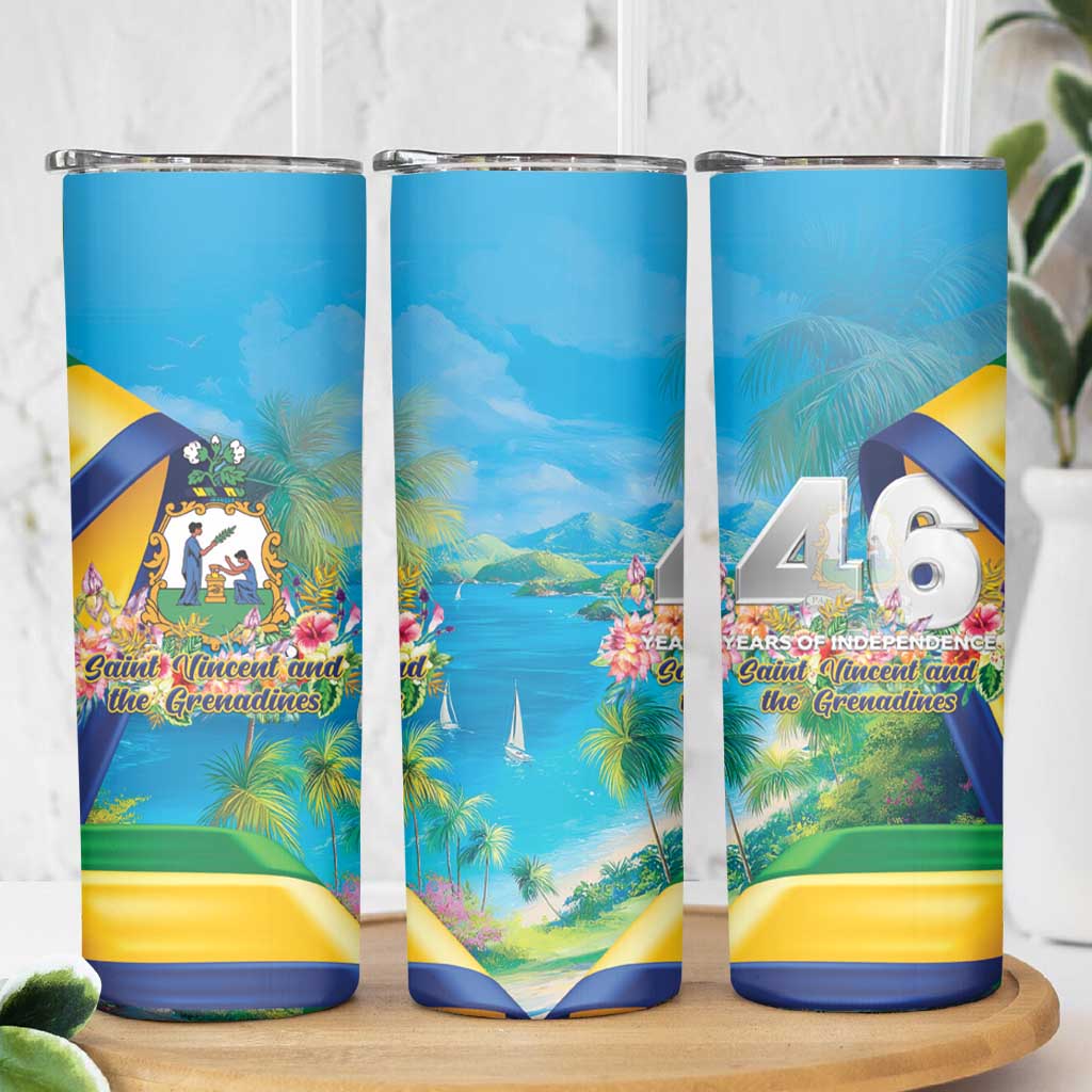 Saint Vincent And The Grenadines Skinny Tumbler 46 Years Of Independence - Wonder Print Shop