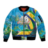 Saint Vincent And The Grenadines Sleeve Zip Bomber Jacket 46 Years Of Independence - Wonder Print Shop